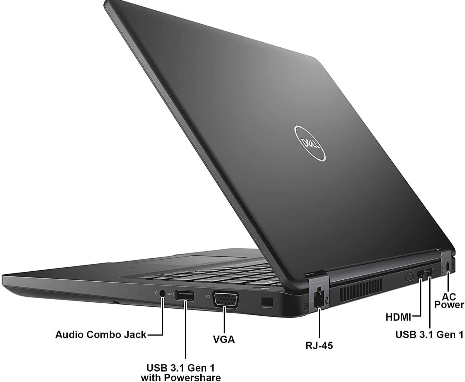 Close-up of the ports and connectivity options on the Dell Latitude 5490 Intel Core i5 8th Gen laptop