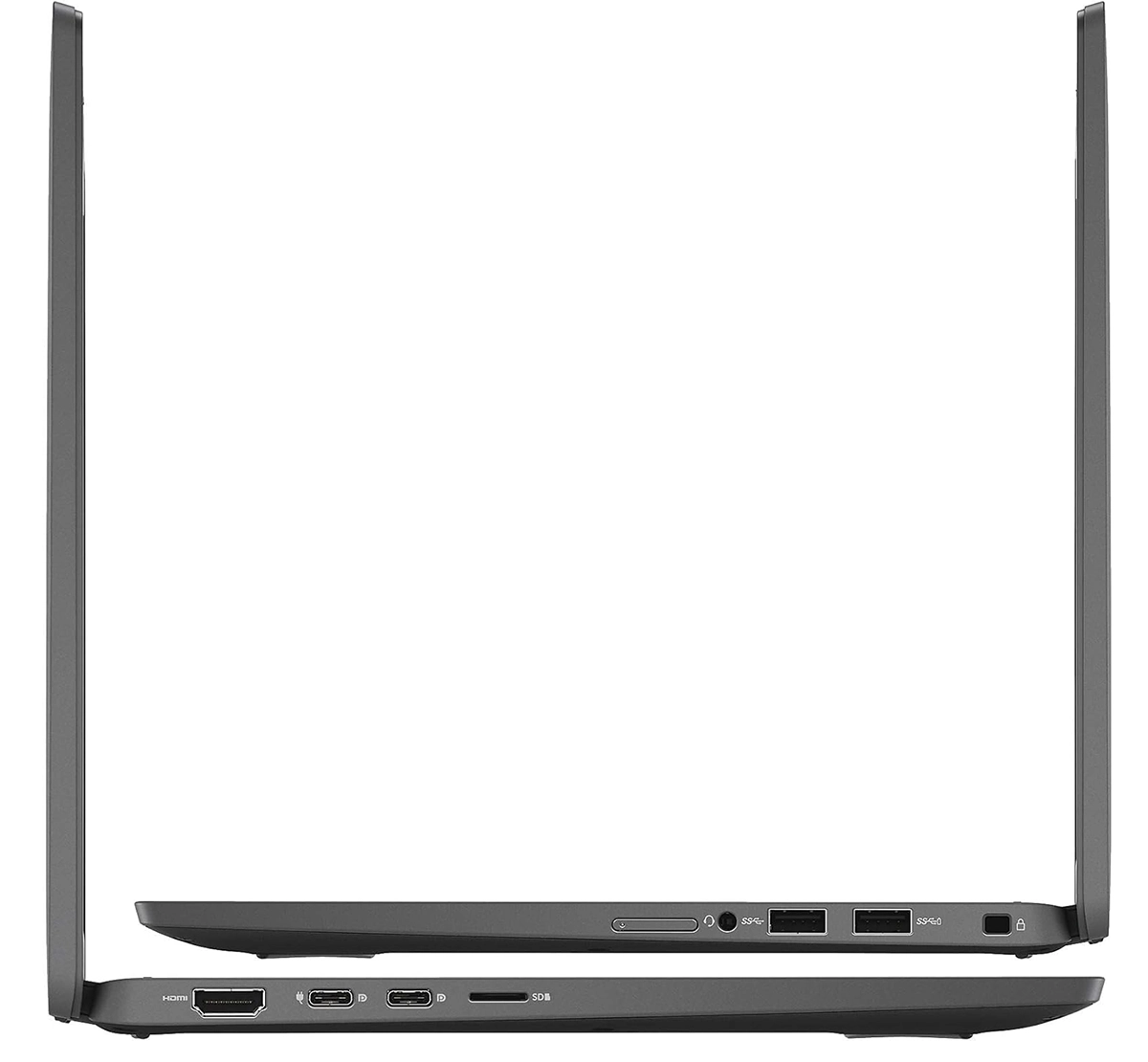 Side view of the Dell Latitude 7410 i5 10th Gen laptop emphasizing its slim design